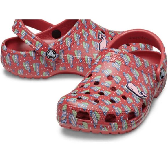 Crocs Classic vineyard vines Clog White / Red Size: M6W8 - Picture 2 of 6